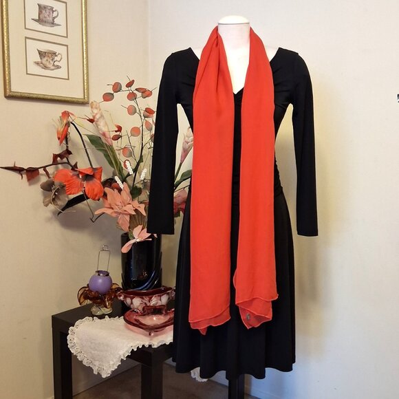 VTG Women's NEW Stills 100% Silk Long Classic Luxury Orange Scarf - Picture 2 of 8